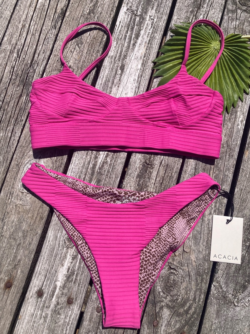 ACACIA Set - Paisley Bikini Top & Zuma Bottom in Protea Dual Rib - S